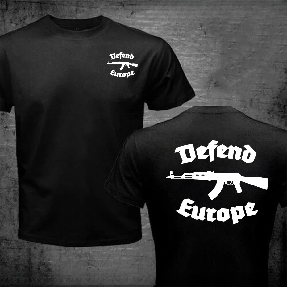 الدفاع عن أوروبا تي شيرت المهاجر الإسلام تصميم مخصص AK 47 AK47 طباعة تي شيرت للرجال النساء كول تي شيرت