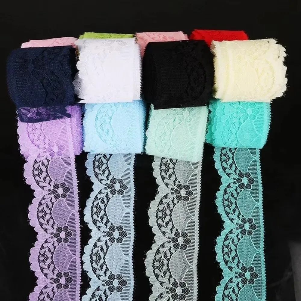 New Mesh Embroidery Lace Ribbon Tape Woven Cotton Unilateral Lace Tape Non-Stretch Flower Lace Trim Curtain Craft