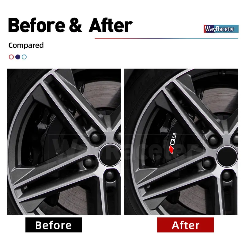 6 Pcs Top Vinyl Decal High Temperature Car Brake Caliper Stickers For Audi A3 S3 A4 S4 A5 S5 A6 S6 A7 S7 A8 Q2 Q3 Q5 Q7 Q8 TT view 6
