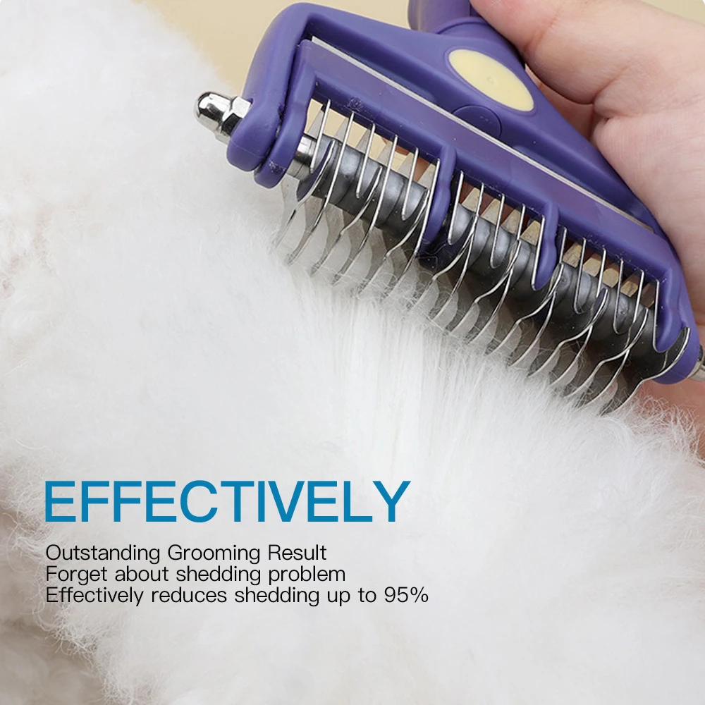 Professional 2-in-1 Pet Comb Cat Brush Dog Brush Grooming Comb Dog Grooming Comb Remove Fleas Knot-Open Hair Removing Tools