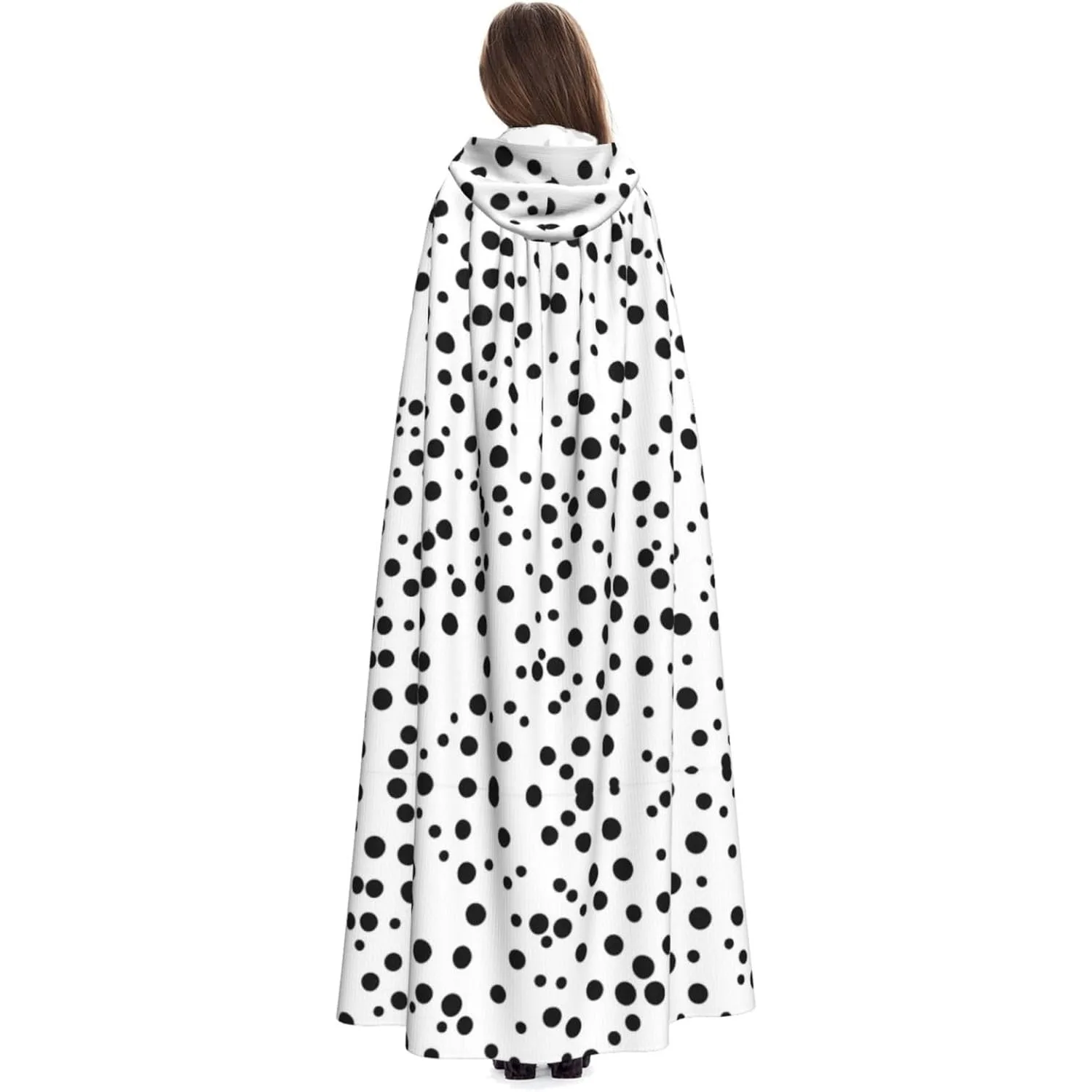 

Черно-белая накидка с капюшоном и принтом в горошек на Хэллоуин, плащ с капюшоном, подходит для костюмов для косплея, рождественских вечеринок