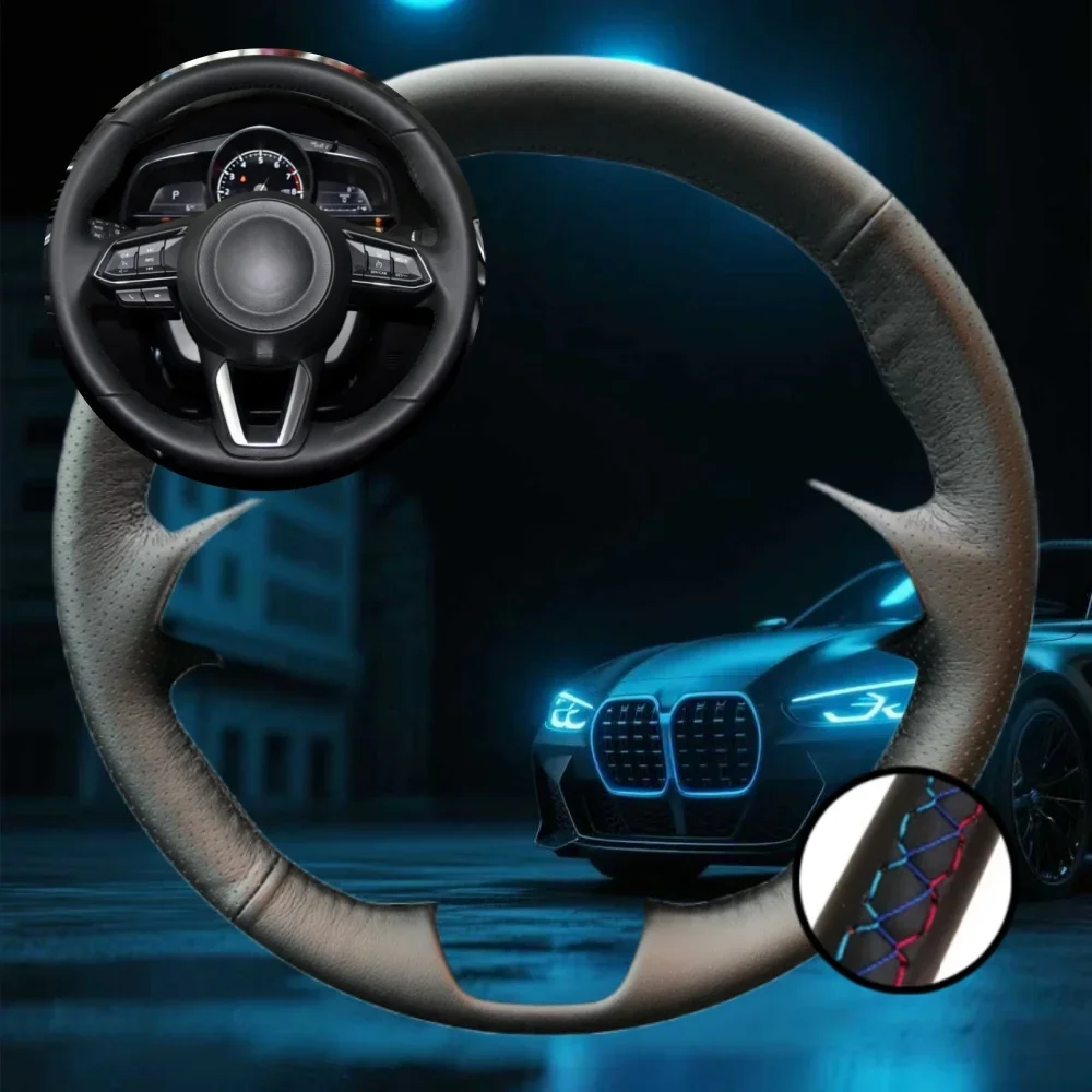 Customized Car Steering Wheel Braiding Cover For Mazda 3 Axela 2017-2018 Non-Slip Car Accessories Hand-sewn Steering Wrap