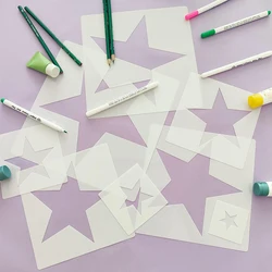 YOMDID 8pcs Star Spray Painting Templates Hollow Wall Painting DIY Craft Home Decor Star Shaped Stencils Handcraft Painting Tool
