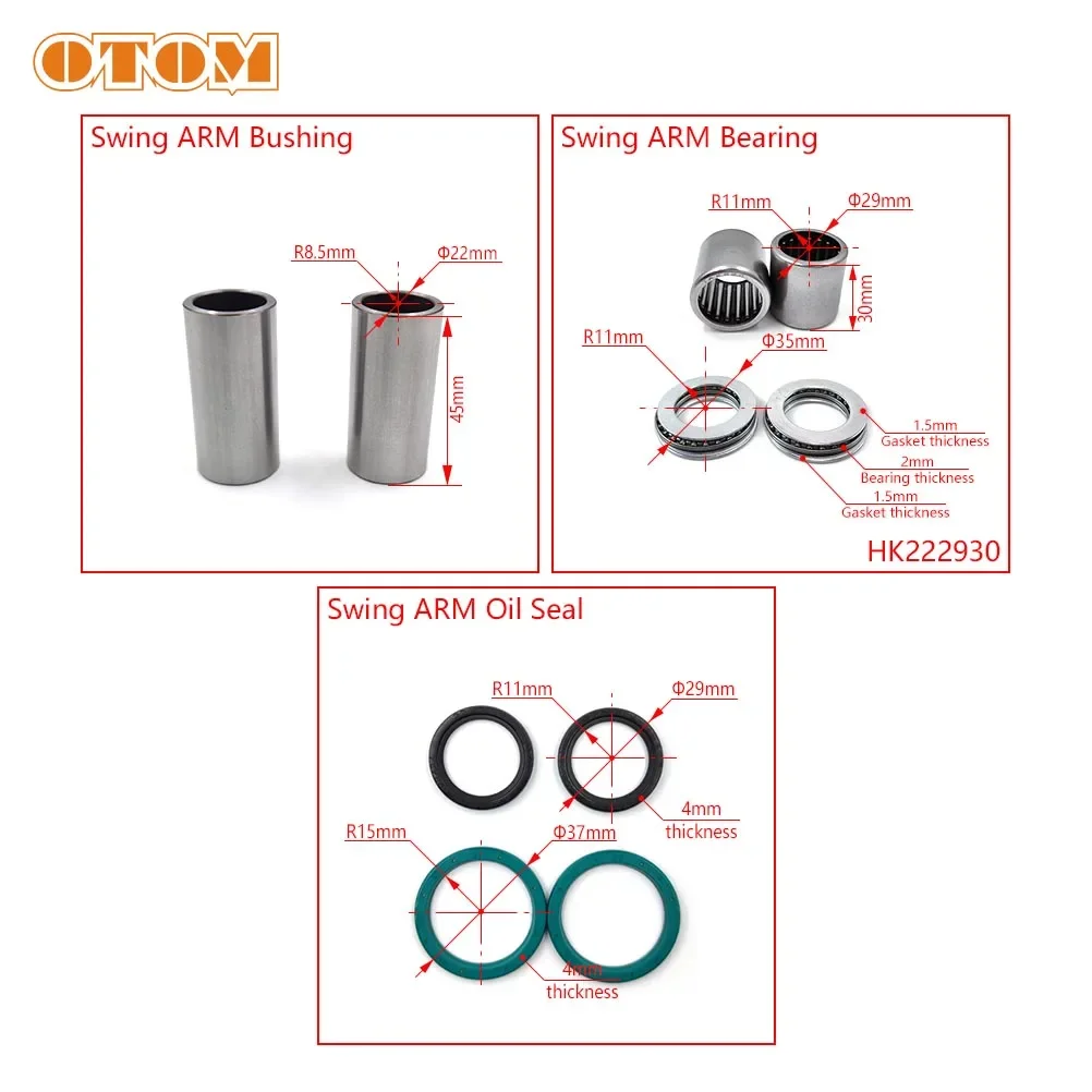 Motorcycle Swing ARM Thrust Needle Roller Bearings Oil Seal Bushing Kit Maintenance Parts For HONDA CRF CRF250R CRF250RX CRF450L