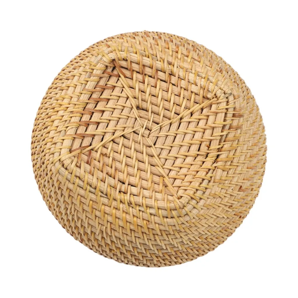 Handcrafted Rattan Storage Basket With Lid Perfect For Snacks Fruits Desktop Decoration Jewelry Storage Box Make Up Organizer