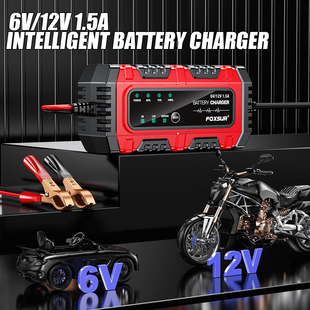 25W 6V 12V Motorcycle Battery Chargers Intelligent Pulse Repair Storage Cell Lead-Acid Battery Charge Automotive Battery Charger