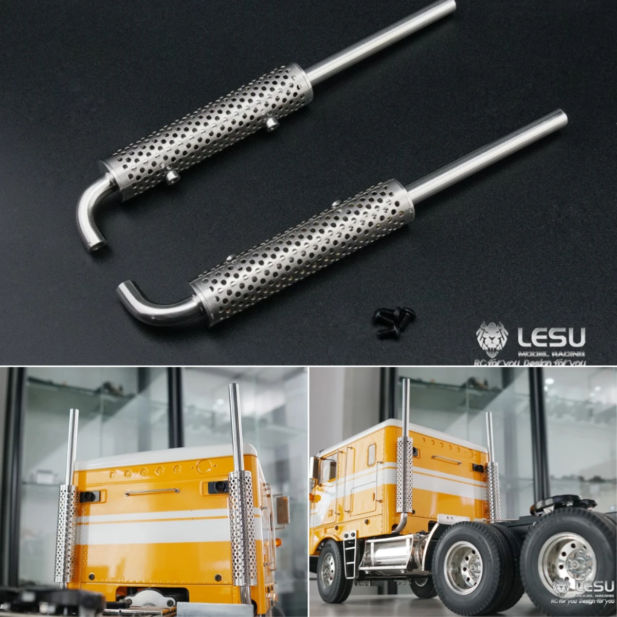 

1/14th LESU Metal Chimney Exhaust Pipe for RC TAMIYA King Hauler Grand Hauler Globe Liner Tractor Truck RC Car Model Accessories