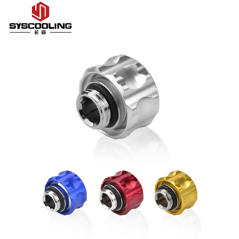 Syscooling G1/4 fitting for OD 14mm PETG hard tube water cooling connector 4 color optional copper compression fitting for