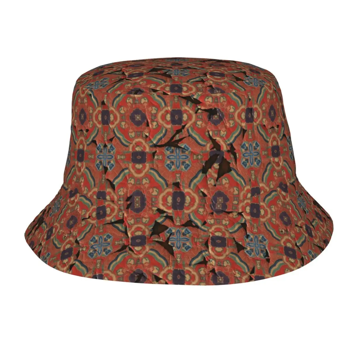 Trendy Ethnic Style Patterns Wallpaper Bucket Hat For Girl Lightweight Bob Hat Travel Headwear