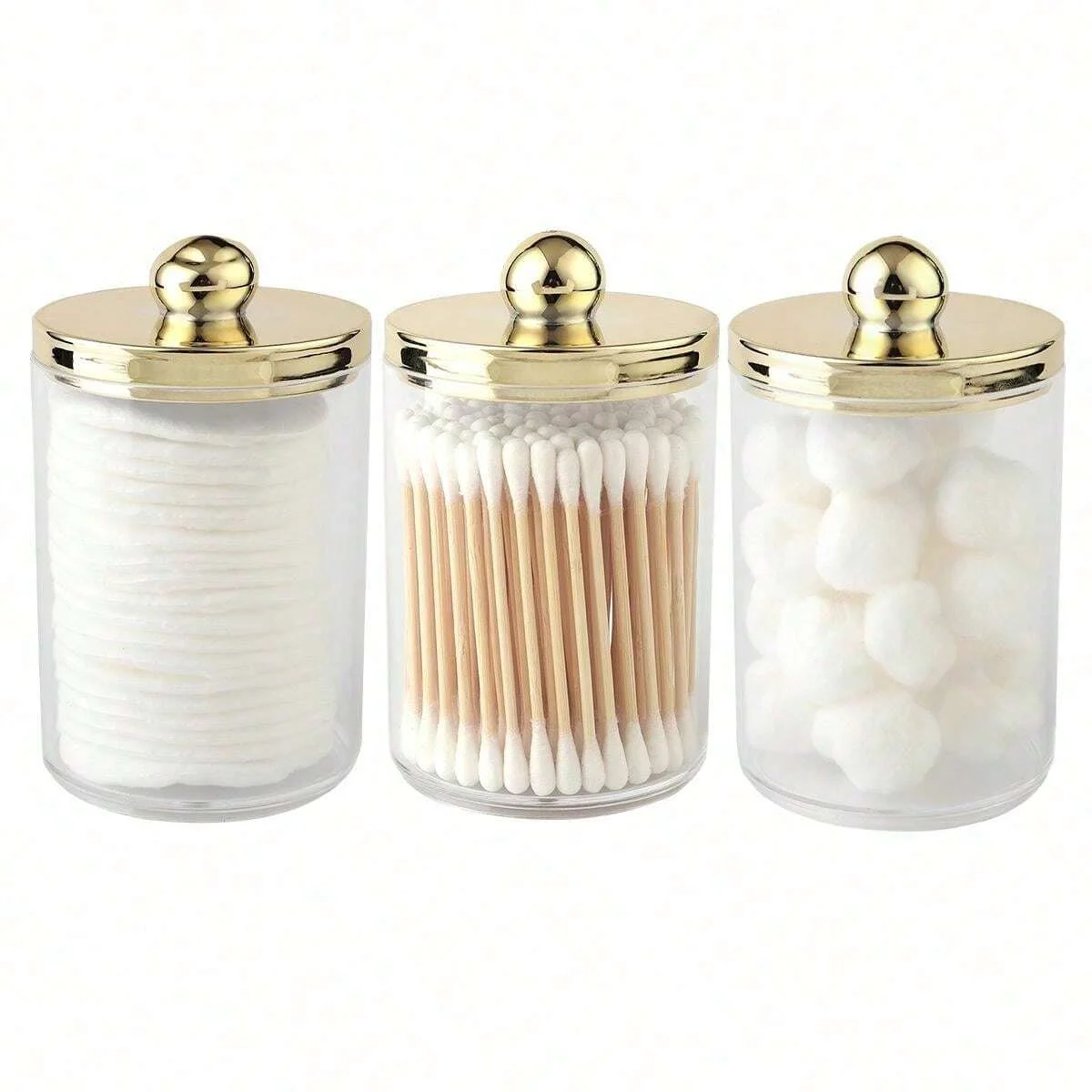 Cotton Swab Ball Pad Holder, Plastic Organizer with Lid, 10 oz Cotton Swab Apothecary Jar, Clear Organizer, Cosmetic Organizer,