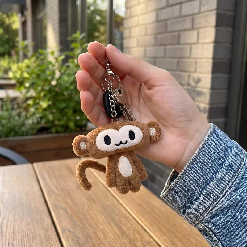 Soft And Cute Love Monkey Plush Keychain Cute Cartoon Doll Pendant Versatile Backpack Pendant Girl
