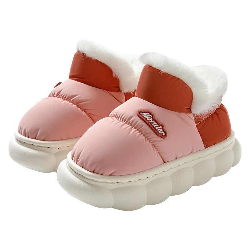 Winter children's cotton slippers, bags, and parent-child cotton shoes. Big children's warm, plush, thickened, anti slip, waterp