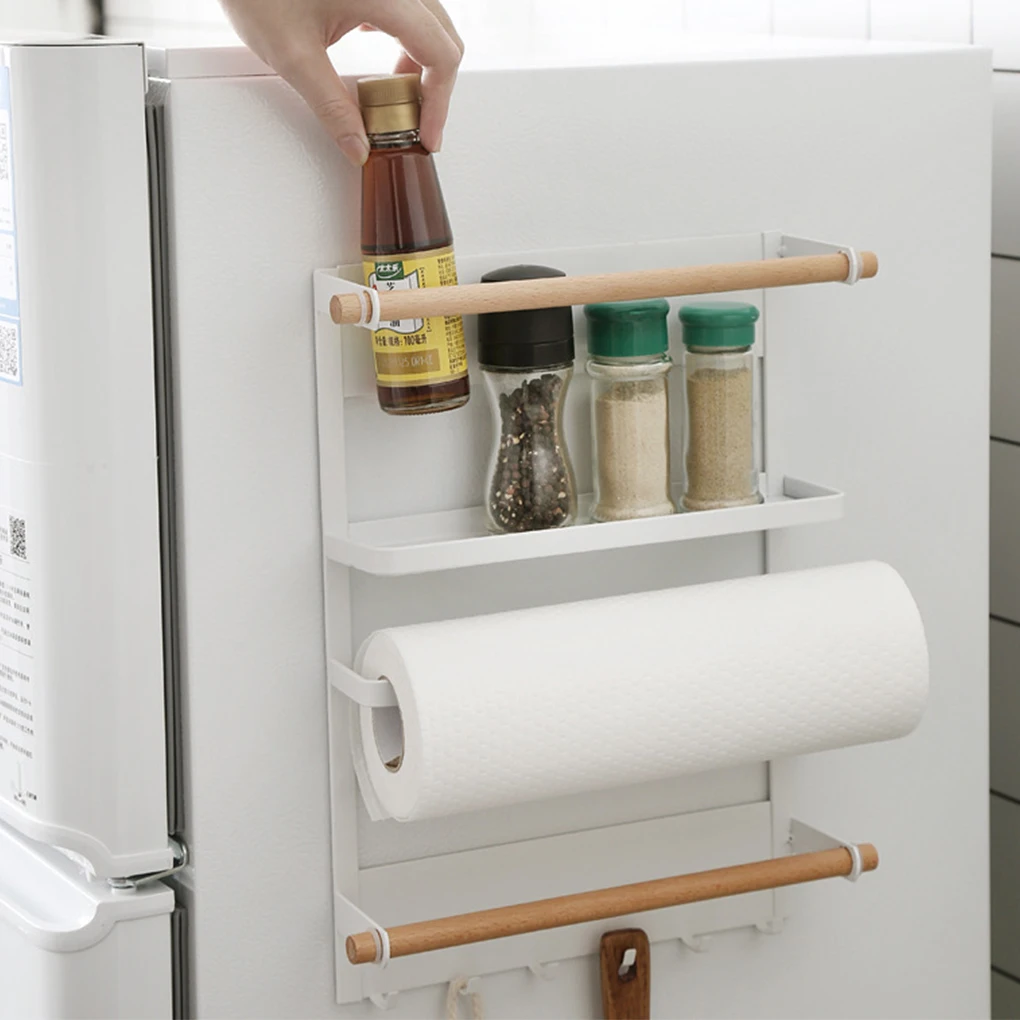 

Fridge Holder Kitchen Organizer Seasoning Storage Shelf Paper Towel