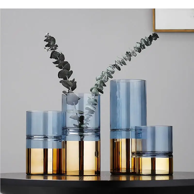 

Creativity Clear Glass Vase Golden Flower Arrangement Hydroponics Accessories Home Decoration Wedding