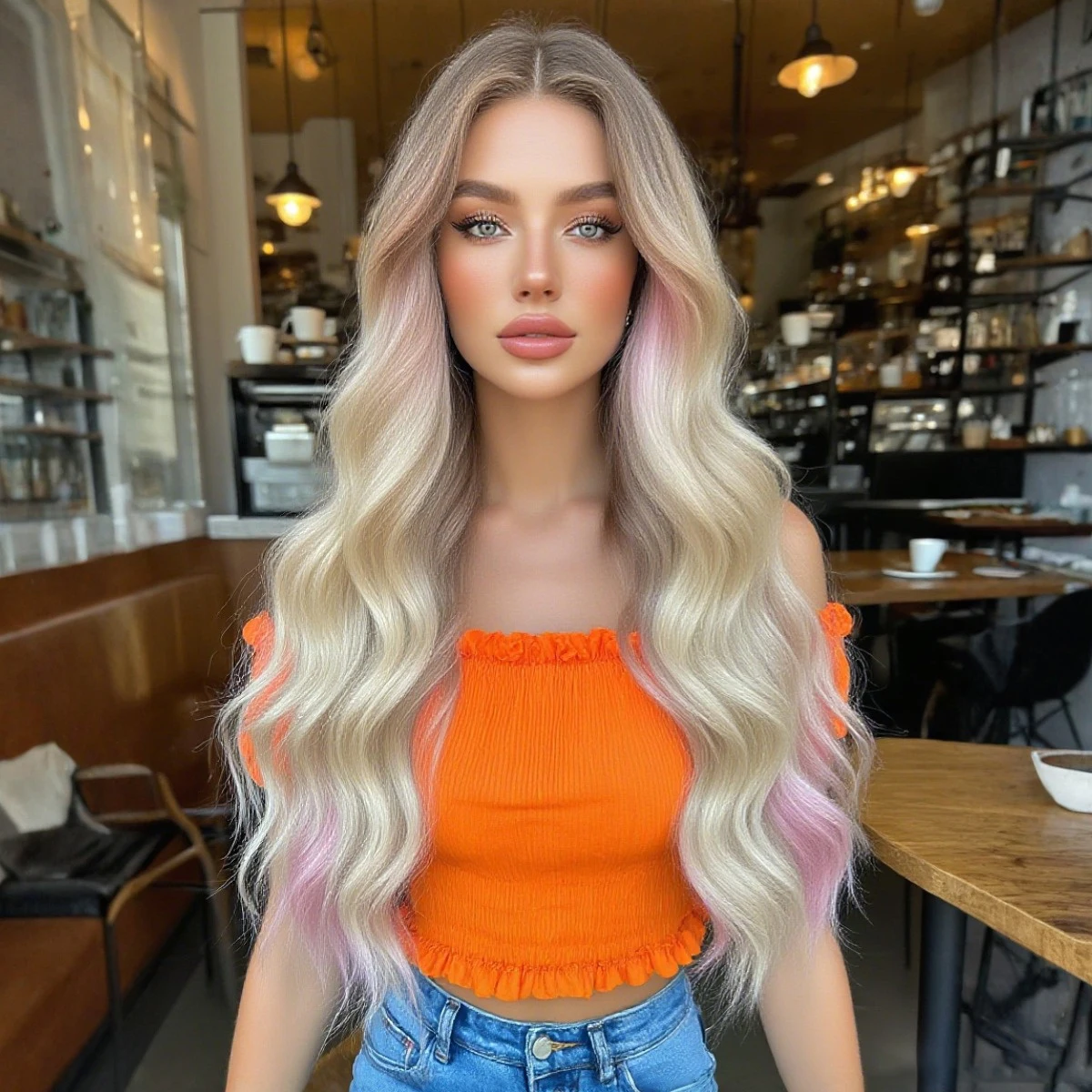 [Elegant Straight Wig] 24 Inch Women's High Density Synthetic Hair with Bangs Elegant Long Straight Multi-Color Wig | Matte Fini image 6