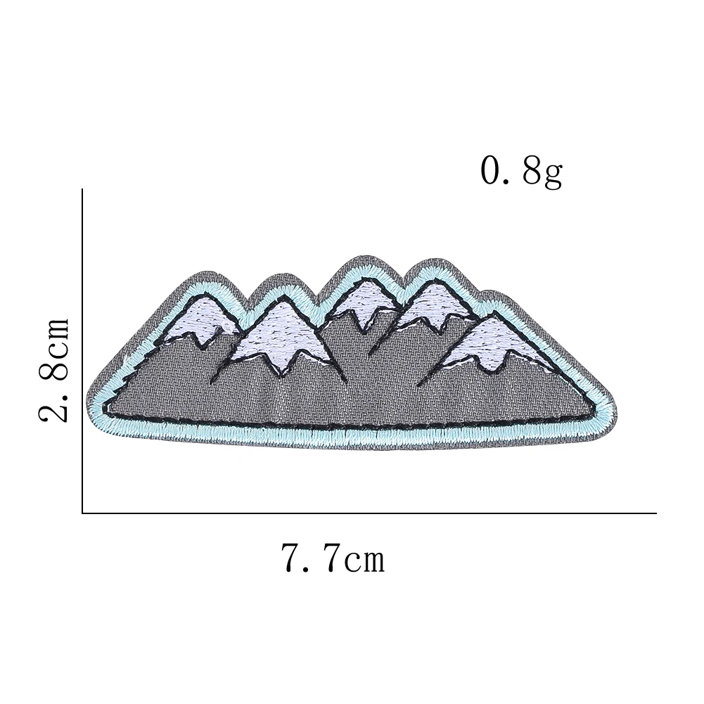 Schneebedeckter Gebirgszug, Stickerei-Aufnäher zum Aufbügeln, 7,7 x 2,8 cm, Outdoor-Natur-Camping-Applikation für Kleidung, Hüte, Taschen, DIY-Dekoration – Detail 6