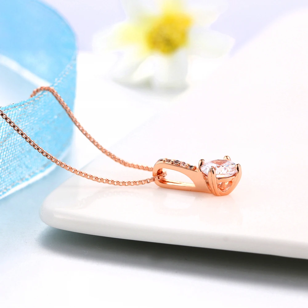 Top Quality Classic Simplicity Zircon Rose Gold Color Fashion Pendant Neclace N426 N427