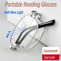 Anti Blue Light Folding Presbyopic Glasses Men's Metal Frame Portable Reading Eyeglasses Men Luxury Brand Eyewear with Box