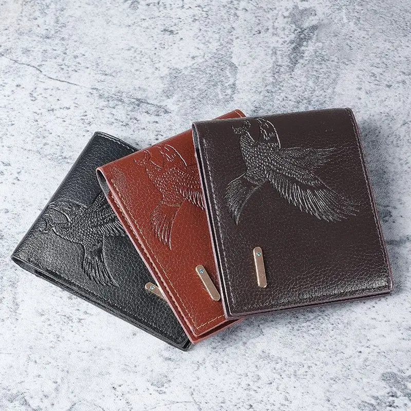 2025 Creativity Eagle Pattern Wallet MEN Soft Pu Wallet Thin Wallet Coin Purse For Gifts Card Holder Students