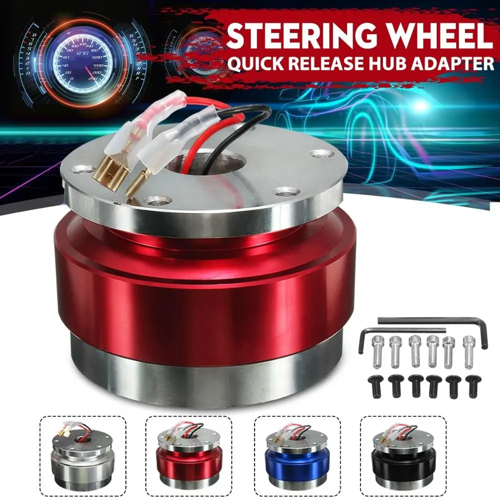 Universal 6 Hole Aluminum Car Auto Quick Release Steering Wheel Snap Off Hub Adapter Boss Kit 5+3 Ball