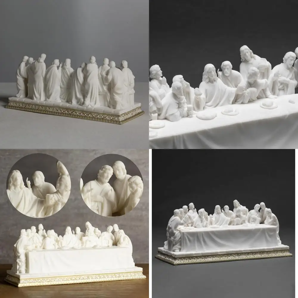 

Renaissance-Inspired 12.2 Last Supper Sculpture: White & Gold Home Decor, Catholic Religious Gift from Buildclassic