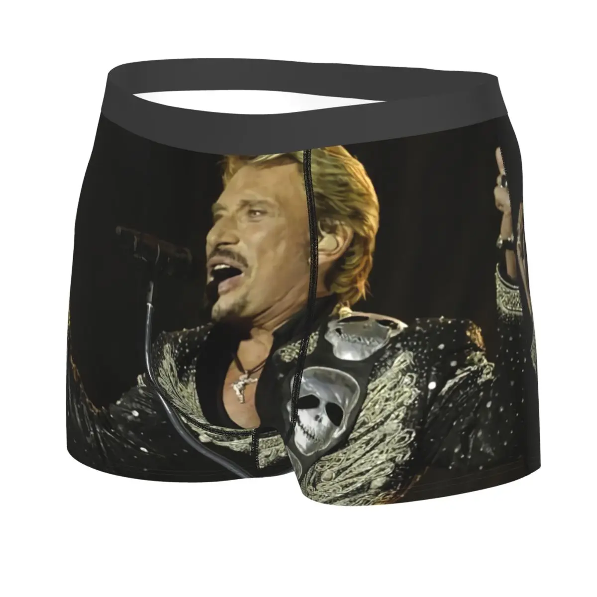 Custom Johnny Hallyday French Singer Underwear Men Breathbale Heavy Metal Rock Boxer Briefs