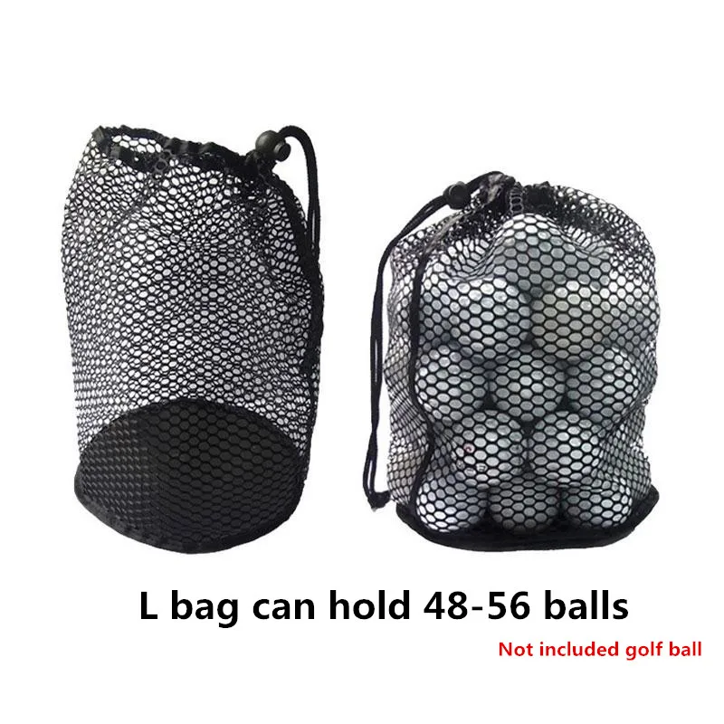 Sports Mesh Net Bag Black Nylon golf bags Golf Tennis 16/32/56 Ball Carrying Drawstring Pouch Storage bag Drop shipping