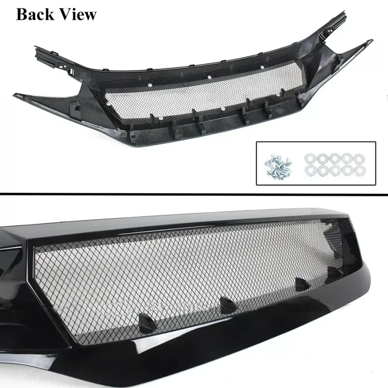 For 10th Honda Civic FK7 FK8 TYPE-R Fiberglass Front Bumper Grille Racing Car FC JS N1 Style Medium Mesh Grill  Accessories