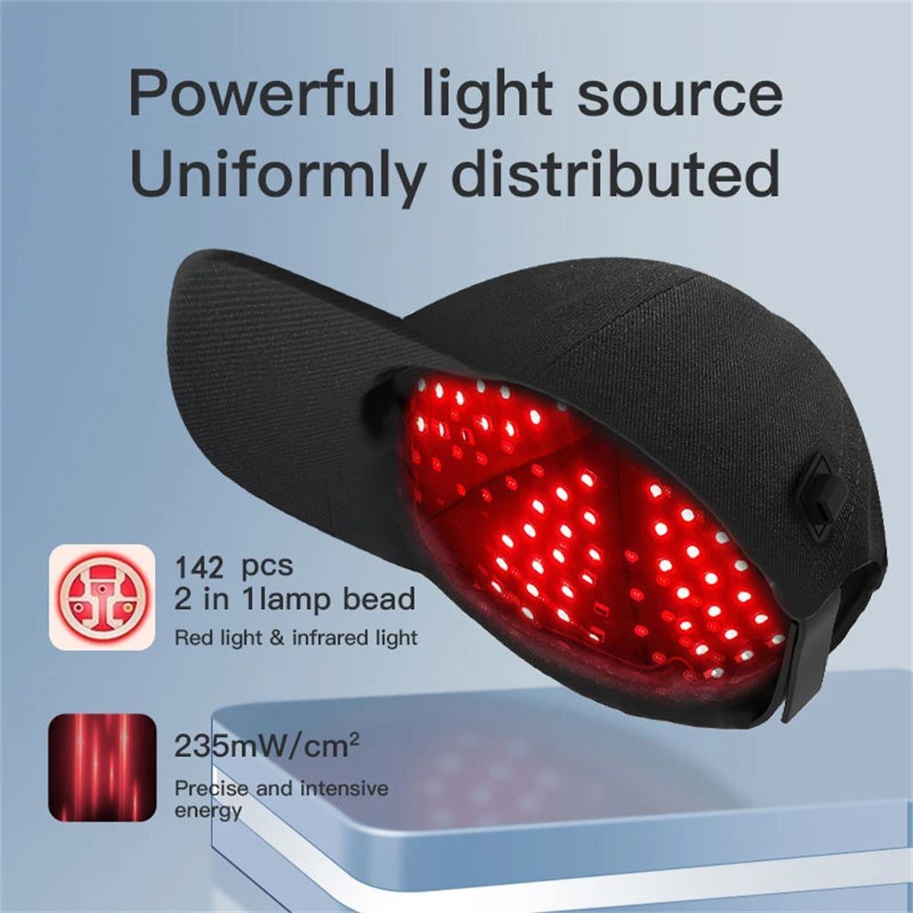 Portable LED Red Light Therapy Hair Growth Cap Anti Hair Loss Treatment Scalp Care Hat Device Daily Sparse Hair Repair Helmet