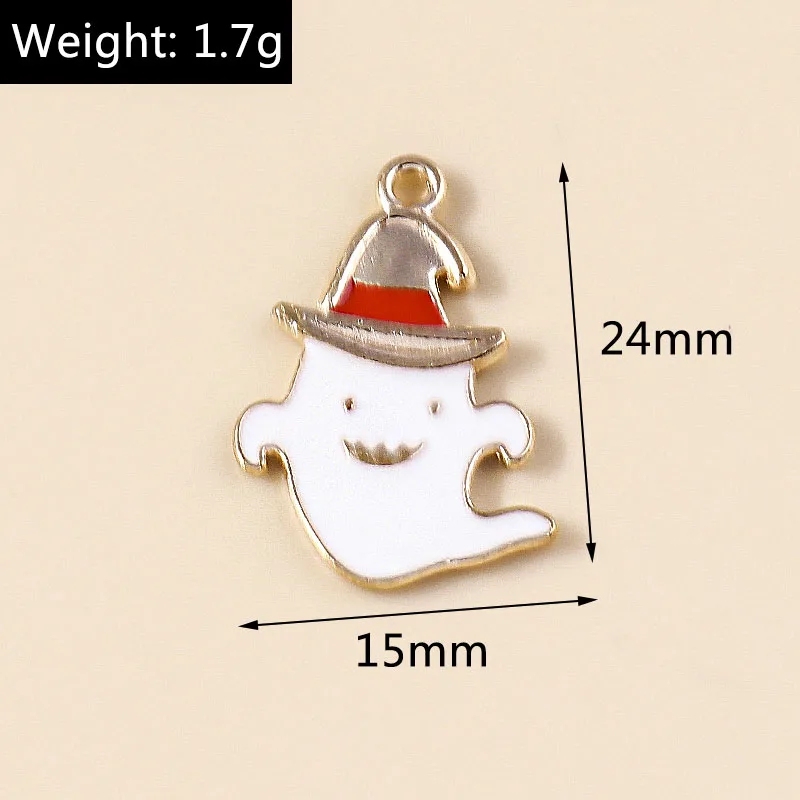 Leslie 10 stücke Mode Halloween Charme Emaille Horror Augapfel Spinne Hexe Geist Kürbis Anhänger für DIY Schmuck machen Accessoires – Detail 7