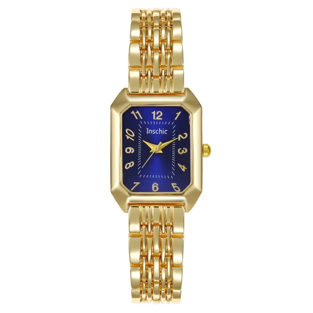 Fashion Stainless Steel Quartz Watches Folding buckle Quartz Women Wristwatch Luxury Gift Square Strap Watch Women