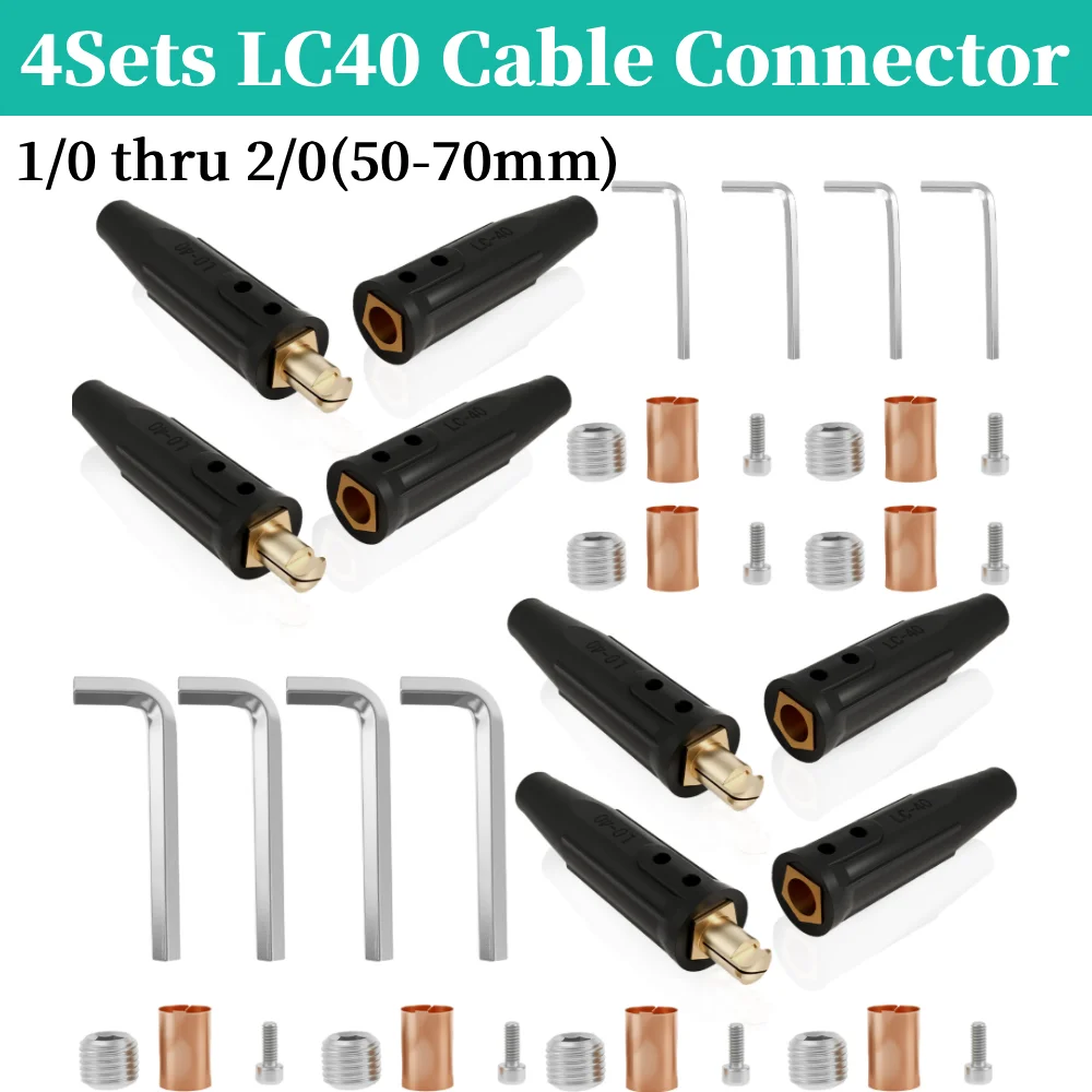 

4 комплекта сварочных проводов LC-40, быстрый разъем Plug and Play, универсальный сварочный разъем для мужчин и женщин, аксессуары для сварочных аппаратов