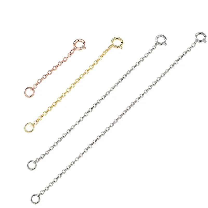 1 unidad de cadenas de extensión de plata 925 de 3cm, 5cm, 8cm, cadenas de cola extendidas, accesorios para la fabricación de pulseras, collares, conectores y joyería DIY