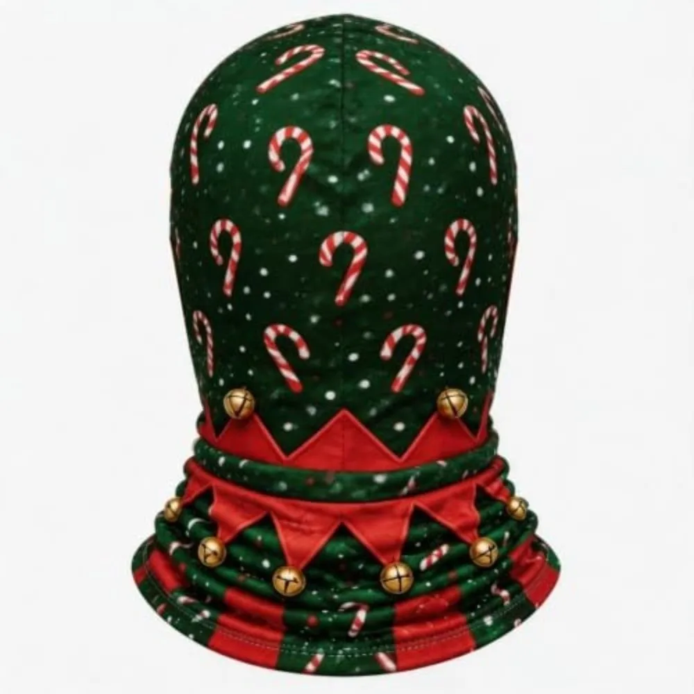 3D Printed Full Face Christmas Funny Ski Mask Full Coverage Snowflake Pattern Winter Mask Cover Elastic Breathable Eye Hole