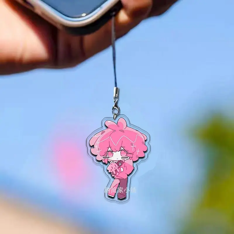 4PCS  Anime Kasane Teto Acrylic Cute Mobile Phone Chain Pendant Cartoon Keychains Lanyard Bag Backpack Pendant Decoration Gift