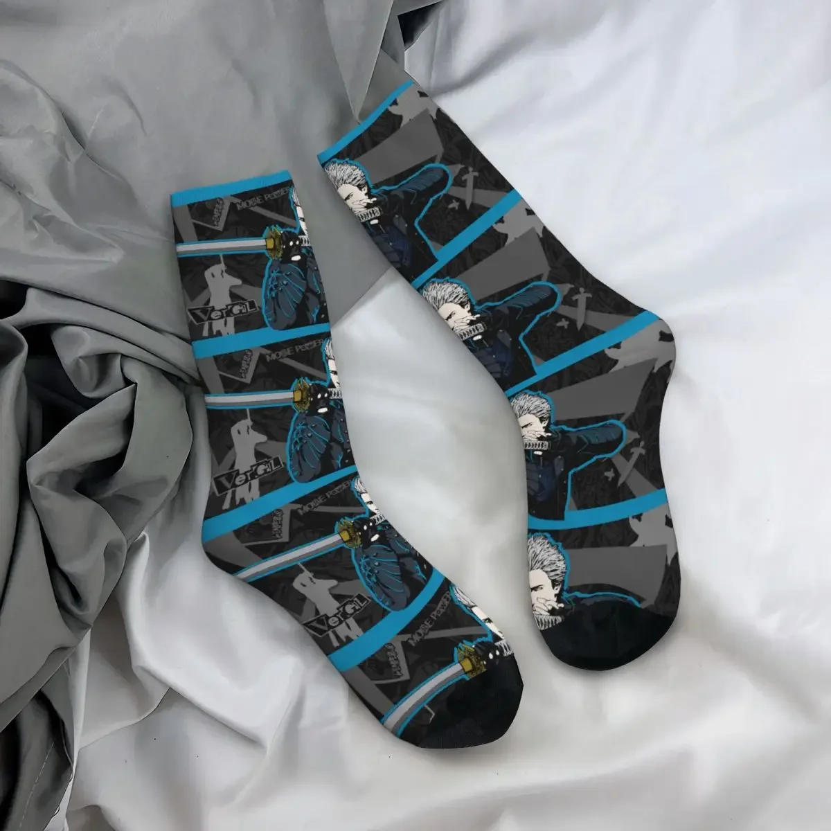 

All Seasons Crew Stockings Vergil From The Devil May Cry Series Socks Crazy Hip Hop Long Socks Men Women Valentine's Day Gifts