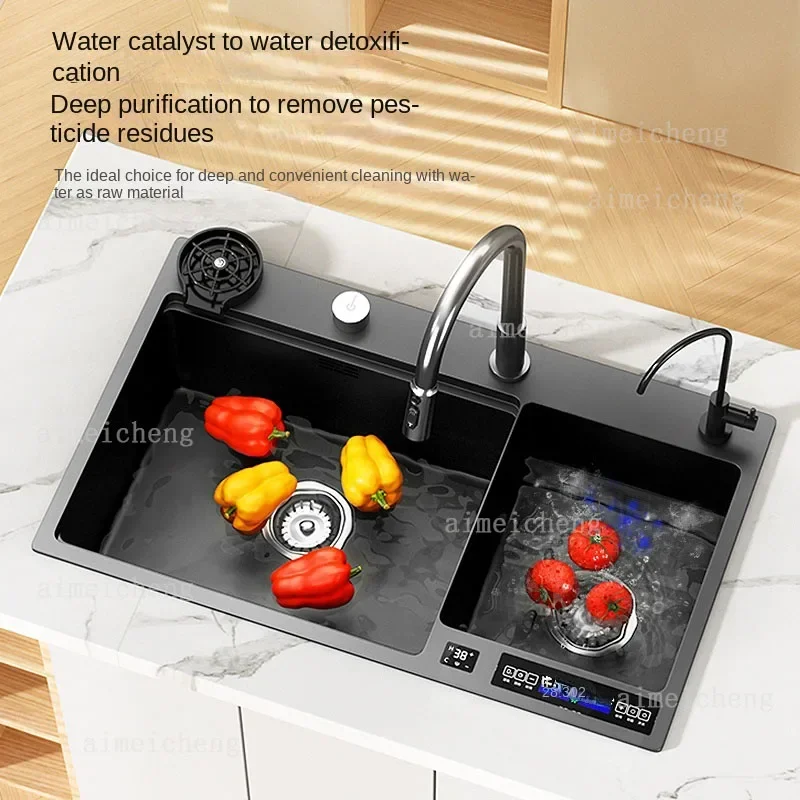 Nano stainless steel kitchen sink thick Embossed Large Single Bowl Vegetable Dish Sink Undermount Washbasin