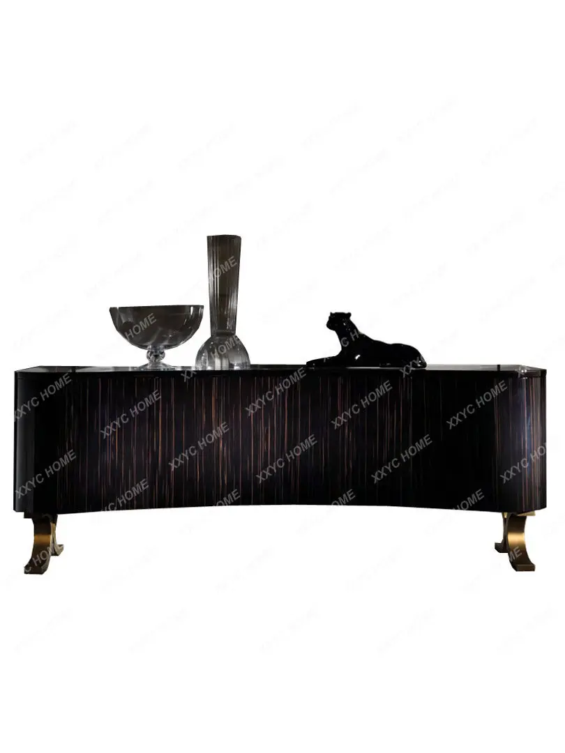 XX M Simple villa stainless steel storage porch cabinet, postmodern gold silk ebony TV side cabinet
