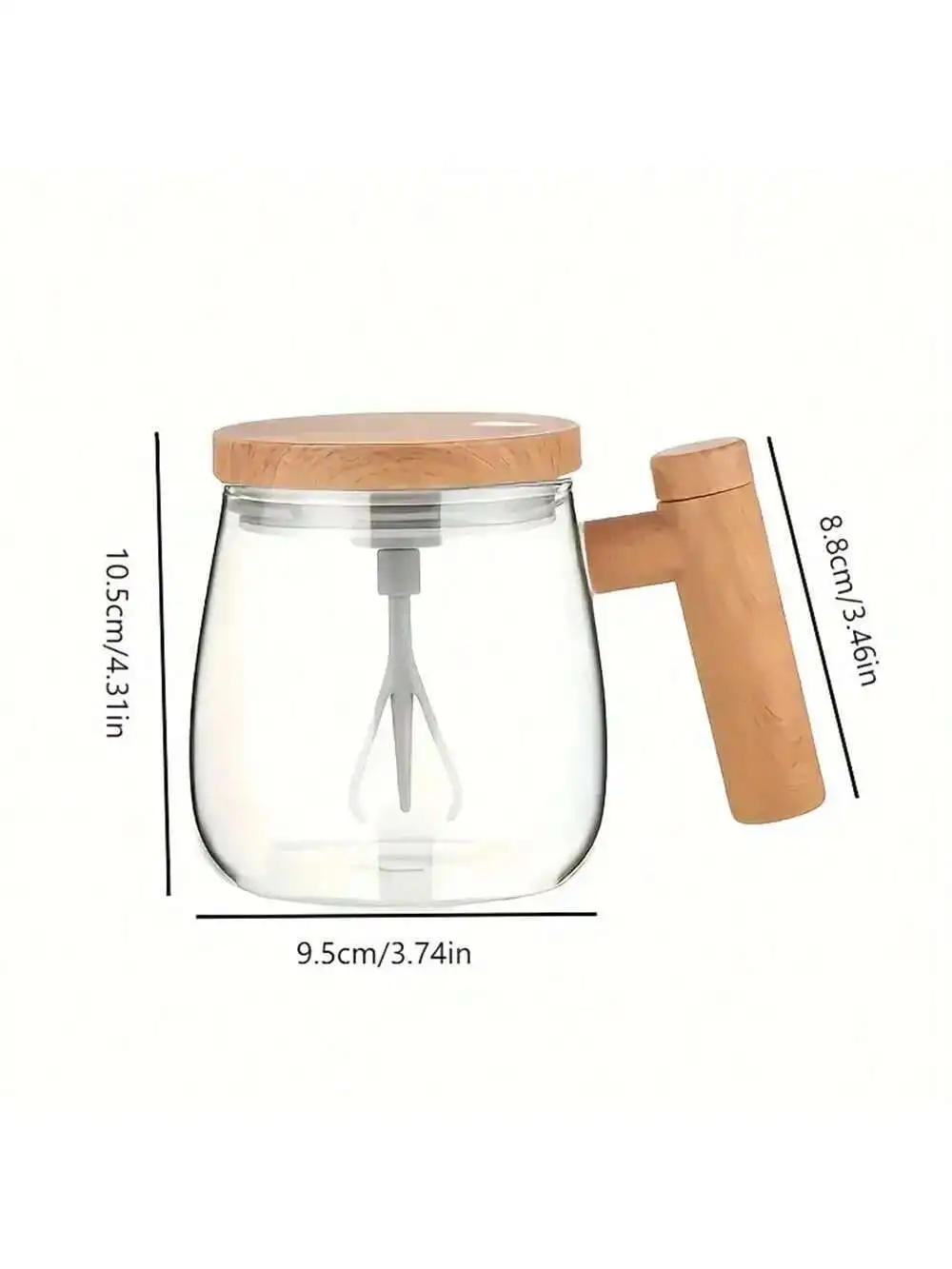 1pc 400ml 자체 교반 머그잔-커피, 우유 및 단백질 파우더 용 고 붕규산 유리 혼합 컵-회전 및 휴대용 F