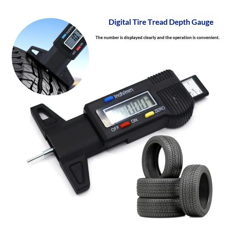 【L】1Pcs Digital Tire Tread Depth Gauge High Accuracy LCD Inch MM Dual Unit For Car Maintenance