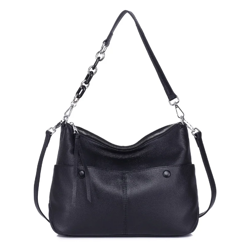 

New Hobos Genuine Leather Shoulder Bag Women Crossbody Bag Casual Soft Cowhide Slouchy Trendy Purse Tote Lady Spacious Handbag