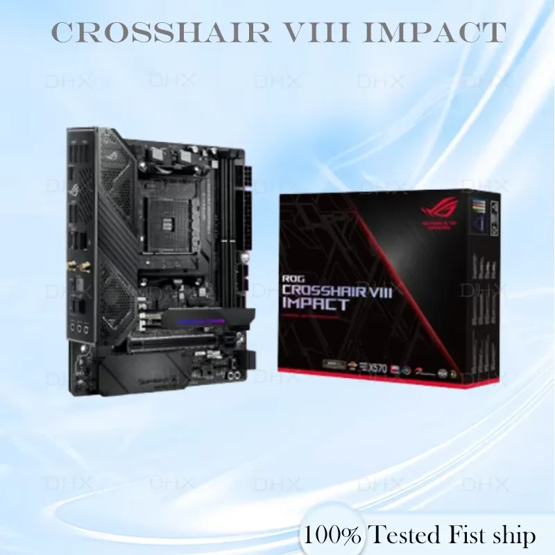 For ROG CROSSHAIR VIII IMPACT Motherboard 64GB M.2 PCI-E4.0 Socket AM4 DDR4 Mini-ITX X570 Mainboard 100% Tested Fully Work DH
