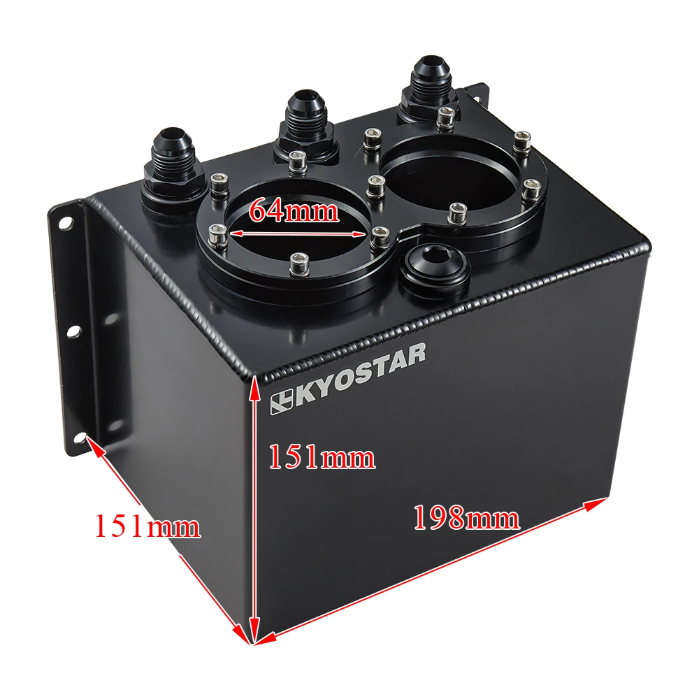 Universal 3L Aluminum High Flow Dual Fuel Surge Tank with Fuel Rail for 044 Fuel Pump
