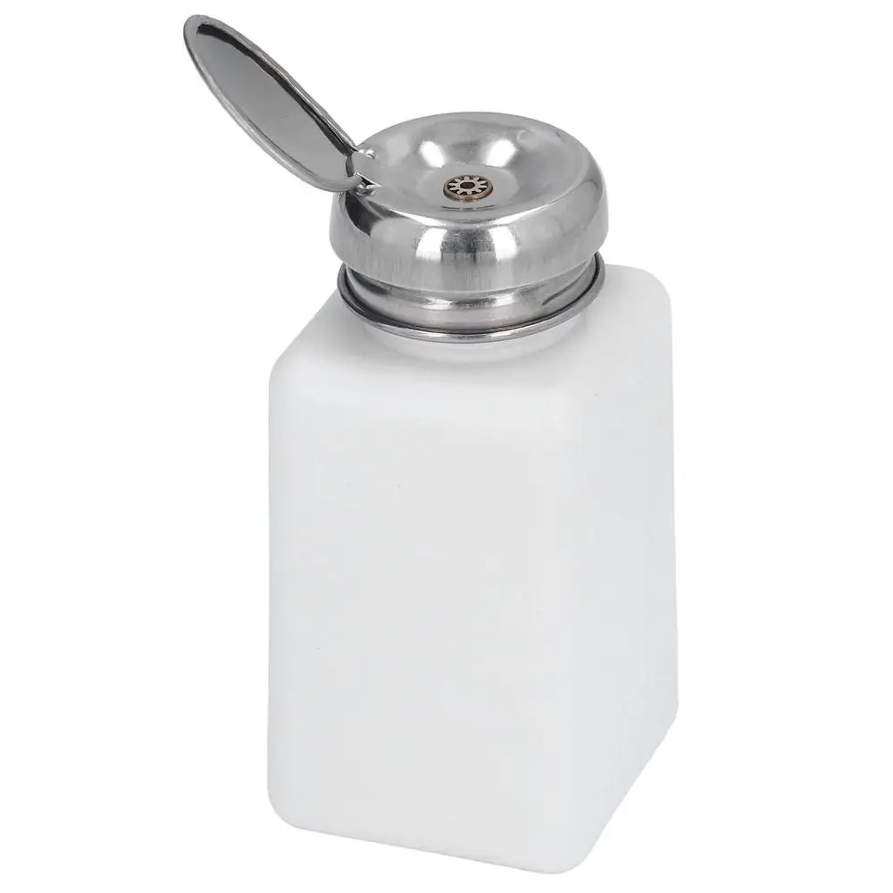 2 pcs 200ml Push Down Alcohol Dispenser White / Blue Press Type Cover ESD Anti Static Bottle Anti-Reflux Pump