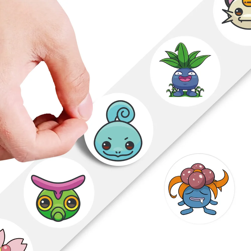 500pcs/Roll Cartoon Pokemones Stickers Kawaii Anime Eevee Diy Pvc Laptop Decals Decoration Stiker Children Reward Toy Girl Gift