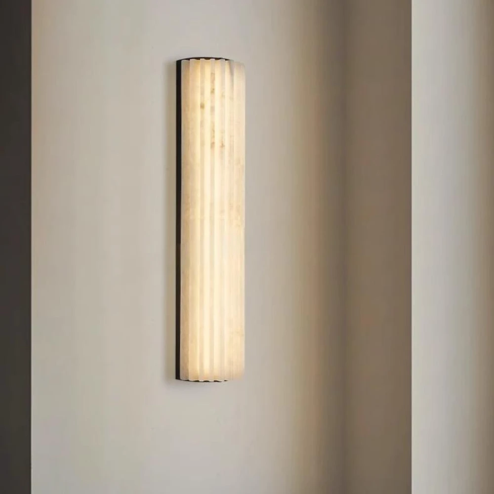 

Modern LED Spain natural marble wall lamp living room background wall staircase corridor all copper alabaster lighting wall lamp