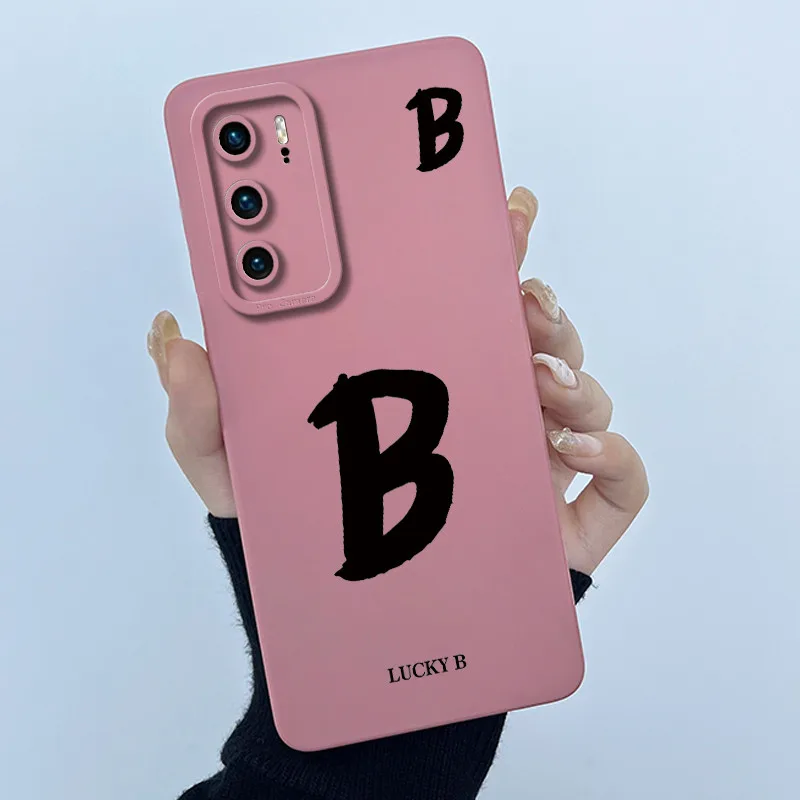 غلاف حماية العدسة لهاتف هواوي P40 Pro، غطاء مربع كامل من السيليكون الناعم غير اللامع، جراب هاتف مقاوم للصدمات بأحرف أولية محظوظة #3