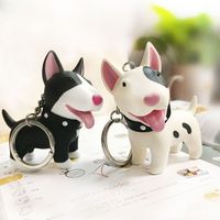 Trinkets Anime Holder PVC Figure Cute Toys Terrier Bull Dog Keychain for Car Accessories Key Ring Hand-painted