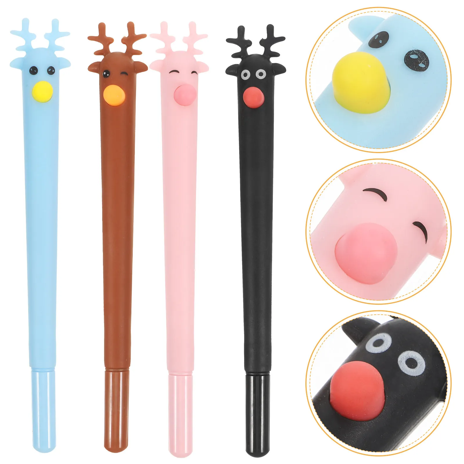 

12Pcs Cute Deer Ballpoint Pen Set Blue Black Brown Pink Smooth Writing Plastic Material Cartoon Pen for Students Office School