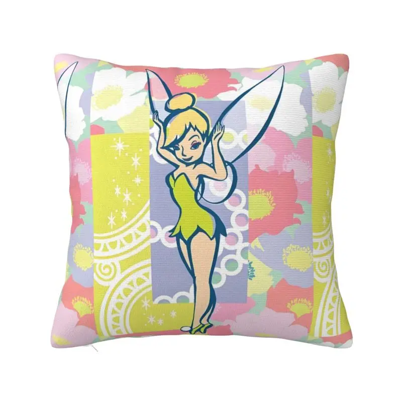 Funda de almohada cuadrada con figura de Hada de Campanilla de Animes personalizada, cojines decorativos, almohada para sala de estar con impresión de doble cara